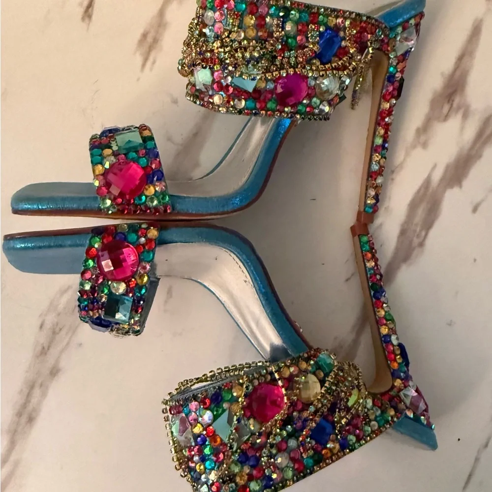 Azalea Wang Envie Multi Color Mule Stilettos, NWOB, Size 6-1/2. - Picture 3 of 12
